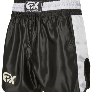 SHORTS MUAY THAI NEGRO-GRIS PX "CONTENDER"